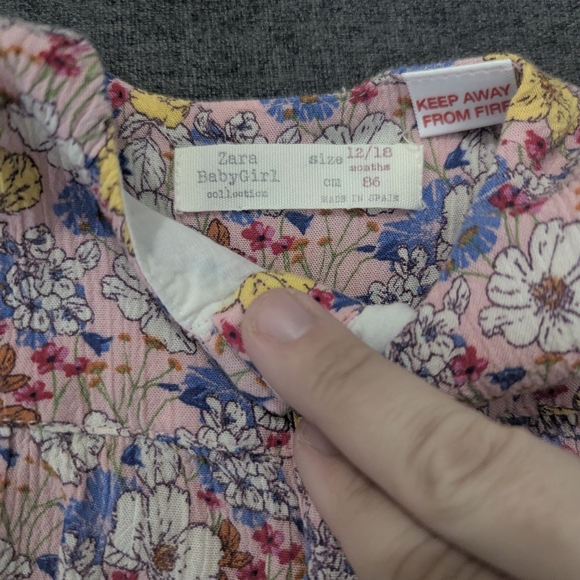 Zara Pink Floral Baby Romper/Jumper - Picture 3 of 3